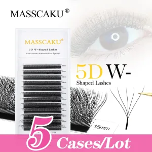 5case/lot High Quality Masscaku 4D/5D/6D W Shape Eyelash Extensions 8-15mm All Size W Type Individual Eyelashes Tray in Stock