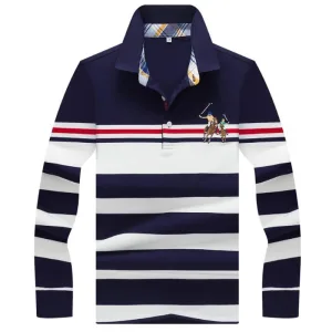 Autumn winter new polo shirt High quality brand cotton men's polo shirt Business casual striped Solid shirt polo men clothing