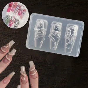 1/3 Pcs 3D Nail Silicone Carving Mold Snake DIY Nail Decoration Art Nail Beauty Charm Silicone Nail Mold Nail Nails Products