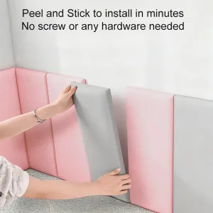5-Pack 3D Peel and Stick Wall Cushions Anti-Collision Protective Panels, Ideal for Bed Headboards & Game Room Wall Decor
