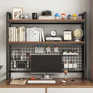 Bookshelf with Grid Desk Storage Shelf Desktop Multilayer Iron Shelf Student Computer Desk Cavity Plate Bookcase Table Rack