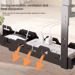 Expandable Under Desk Organizer-No Drill Cable Management Tray (Black/White), Telescopic Space-Saving Storage for Wires & Office