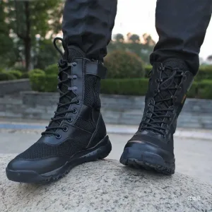 Men Tactical Work Boots Spring Summer Ultralight Mesh Breathable Canvas Combat Training Shoes Male Outdoor Climbing Hiking Boot