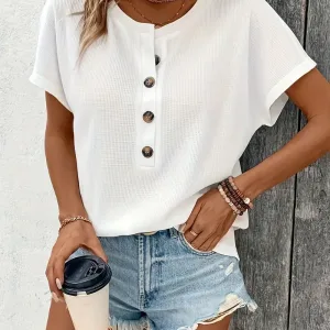 Europe and America large solid color short sleeve T-shirt women summer new loose V-neck casual all-matching three-point sleeve b