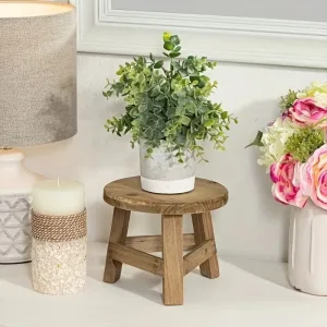 Mini Wooden Stool Flower Display Stand Potted Plant Shelf Bonsai Rack Simple Wood Grain Garden Plant Pot Stand for Home Graden