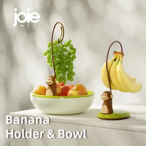JOIE Monkey Series Banana hanger Banana Holder Banana Hook Fruit Basket BPA Free Fruit Bowl Plate Kitchen Storage Rack Organizer