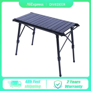 DIVEDEER Outdoor Adjustable Aluminum Alloy Folding Table Detachable Panel Barbecue Table IGT Dining Table Portable Picnic Table