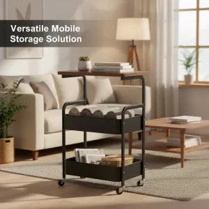 Heavy Duty Steel Rolling Storage Cart with Locking Wheels Multi Tier Utility Organizer for Kitchen Office Dorm Bathroom Bedroom
