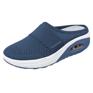 Women Air Cushion Slip On Walking Shoes Breathable Knit Sneakers Lightweight Comfortable Casual Shoes Walking Footwear