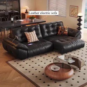 Nordic Black Electric Sofa Living Room Extendeble Relaxing Chaise Electric Sofa Recliner Luxury Meuble De Salon Home Furniture