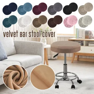 1PC Velvet Stool Color Elastic Universal Bar Round Swivel Chair Cover Bar Coffee Shop Home Stool Covers Removable