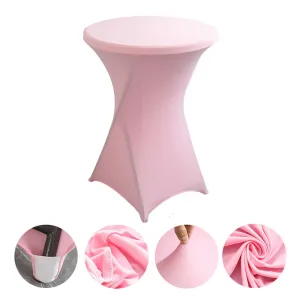 Creative Simple Style Solid Color Polyester Round Banquet Elastic Table Set Hotel Wedding Decoration Cocktail Bar Table Set