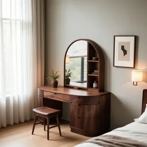 Brown Wooden Vanity Table Living Rooms Aesthetic Beauty Europa Dresser Bedroom Drawers Luxury Meuble Coiffeuse Bedroom Furniture