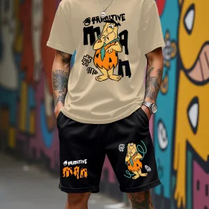 2025 summer new graphic men's suit High street top and shorts Comfortable, soft, breathable, lightweight and quick dry sweat abs