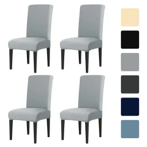 Set of 4 Elastic Chair Cover Dining Room Slipcovers Stretch Solid Removable Seat Protector Furniture Protector Office Home Decor