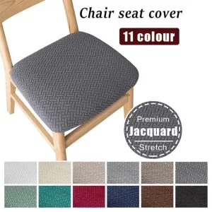 1pc Jacquard Stretch Chair Seat Cover Removable Anti-dirty Seat Cushion Slipcover For Kitchen Dining Room Wedding Banquet