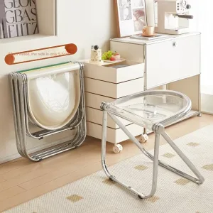 Plastic Dining Chair Acrylic Transparent Folding Office Metal Leg Small Stackable Chairs Green Cadeira Restaurant Furniture