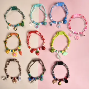 Pet Beaded Necklace Accessories, Skin-friendly Rope Neck Collar, Dog and Cat Bell Collar To Prevent Getting Lost