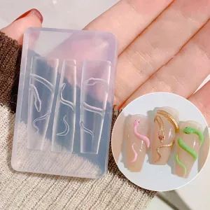 1Pcs 3D Nail Silicone Carving Mold Snake DIY Nail Decoration Art Nail Beauty Charm Silicone Nail Mold Nail Nails Products