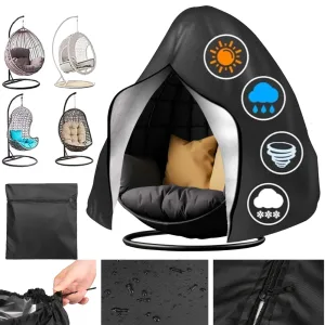 Waterproof Patio Hanging Chair Cover Egg Swing Chair Cover with Zipper Outdoor Windproof Heavy Duty Garden Furniture Protector