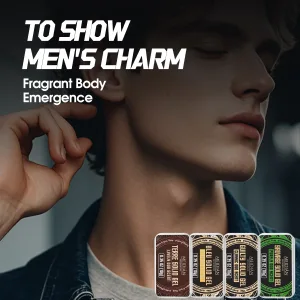Men's Portable Solid Perfume Case, Refreshing and Long-lasting Solid Balm, 4 Fragrance Types, Suitable for Dating and Daily Use