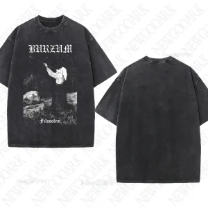 Metal washed T-Shirts Burzum Heavy Graphic Gifts Mens Women T Shirts Vintage Streetwear Tees Short Sleeve