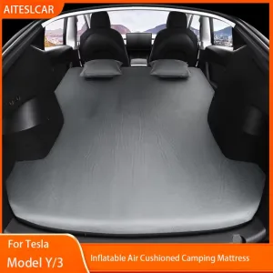 For Tesla Model 3 Model Y 2017-2024 Inflatable Air Mattress Outdoor Camping Inflatable Special Suede Fabric Car Travel Bed