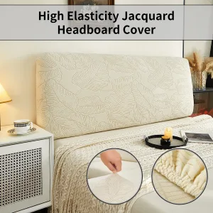 Polar Fleece Jacquard Headboard Cover with Leaf Pattern - High Elasticity, Skin-Friendly & Breathable for Bed Decor