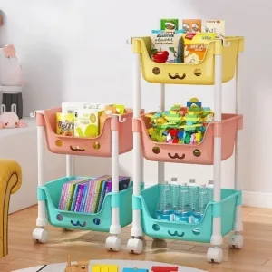 Toys Storage Trolley Snack Storage Rack Movable Household Large Capacity Kitchen Rolling Shelf with Wheels Simple Organizer Rack