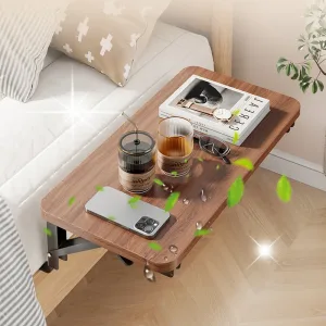 Foldable Bed Side Table Tray Organizer,Clip On Nightstand Bed Side Table Storage for Adult Kids,Bedside Shelf Desk Organizer